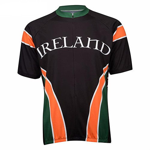 

21Grams Ireland Men's Short Sleeve Cycling Jersey - Black / Orange Bike Top UV Resistant Breathable Quick Dry Sports Terylene Mountain Bike MTB Road Bike Cycling Clothing Apparel / Micro-elastic