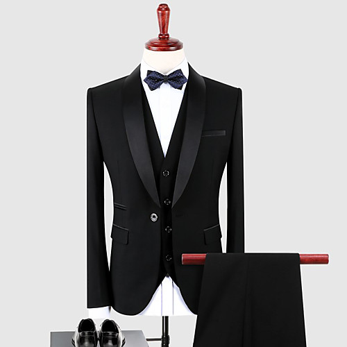 

Tuxedos Slim Fit Shawl Collar Single Breasted One-button Cotton Blend / Polyester Solid Colored / Classic