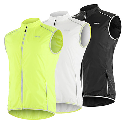 

Arsuxeo Men's Cycling Vest White Black Green Solid Color Bike Vest / Gilet Windproof UV Resistant Quick Dry Reflective Strips Back Pocket Sports Solid Color Mountain Bike MTB Road Bike Cycling