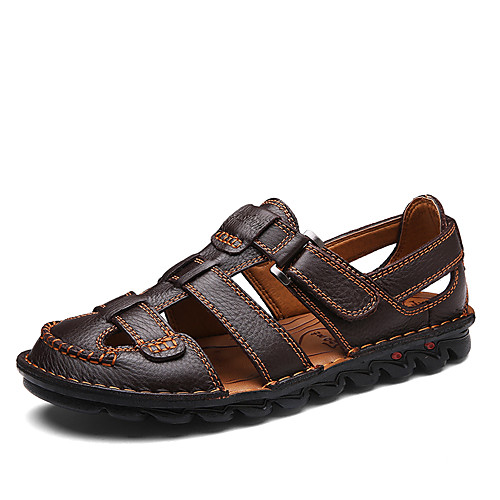 

Men's Comfort Shoes Nappa Leather Summer / Spring & Summer Casual Sandals Breathable Black / Brown