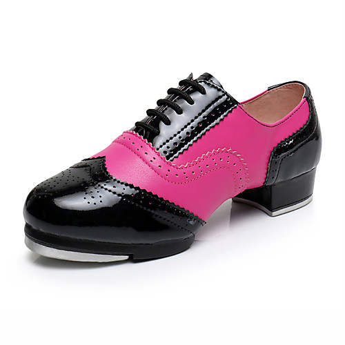 

Women's Dance Shoes Patent Leather Tap Shoes Heel Thick Heel Customizable Fuchsia / Performance / Practice