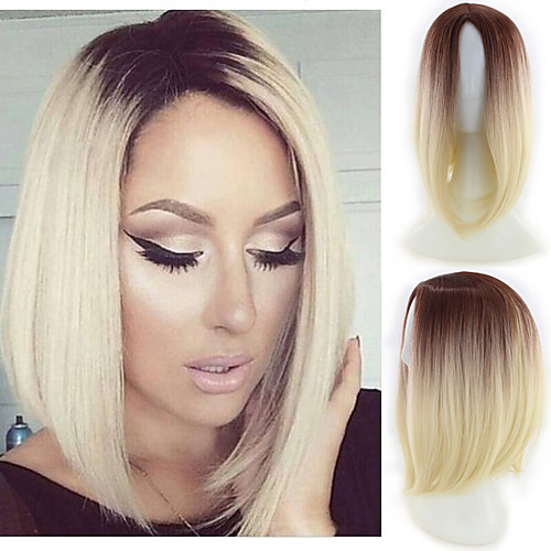 

Synthetic Wig Straight Bob Wig Ombre Short Light Blonde Synthetic Hair 12 inch Women's Party Adorable Best Quality Ombre Laflare