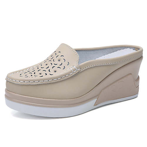 

Women's Clogs & Mules Chunky Heel Round Toe Cowhide Spring & Summer Black / White / Blue