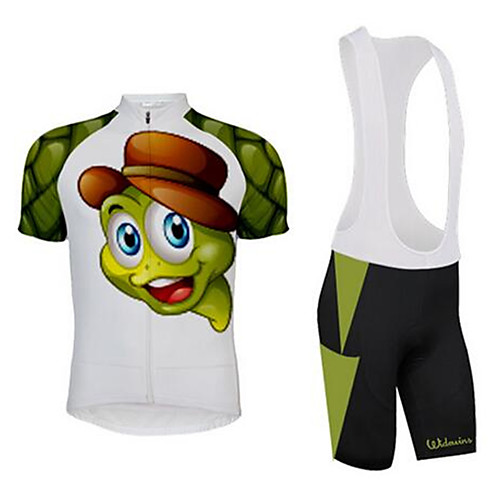 

Malciklo Boys' Girls' Short Sleeve Cycling Jersey with Bib Shorts - Kid's Polyester Green Animal Cartoon Bike Clothing Suit Sports Animal Mountain Bike MTB Road Bike Cycling Clothing Apparel