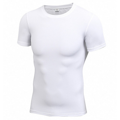 

Men's Tee Tshirt Quick Dry Sweat wicking Gym Workout Running Sportswear Solid Colored White Black Yellow Red Light Green Blue Activewear Stretchy