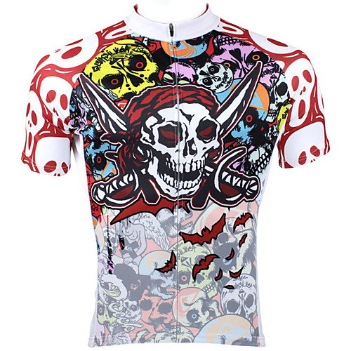 

ILPALADINO Men's Short Sleeve Cycling Jersey Red Skull Bike Jersey Top Mountain Bike MTB Road Bike Cycling Breathable Quick Dry Ultraviolet Resistant Sports Clothing Apparel