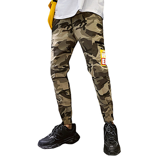 

Men's Sporty Streetwear Cotton Skinny Chinos Sweatpants Pants Solid Colored Full Length Black Army Green
