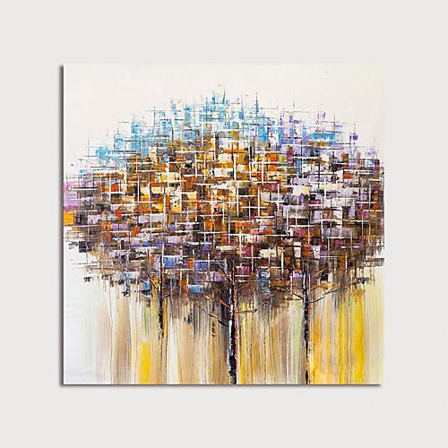 

Oil Painting Hand Painted - Abstract Floral / Botanical Modern Rolled Canvas