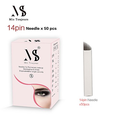 

50pcs Manual Microblading Needles 14Pin Bevel Tebori Tattoo Blades For Permanent Makeup Eyebrows