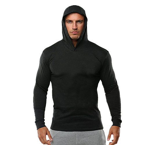 

Men's Long Sleeve Hoodie Sweatshirt Hoodie Winter Breathable Quick Dry Sweat wicking Fitness Running Sportswear Solid Colored Dark Gray White Black Dark Navy Gray Activewear Micro-elastic
