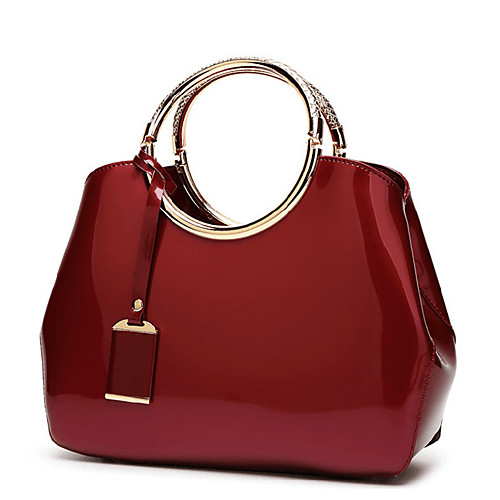 

Women's PU(Polyurethane) / PU Top Handle Bag Solid Color Black / Wine / White / Fall & Winter