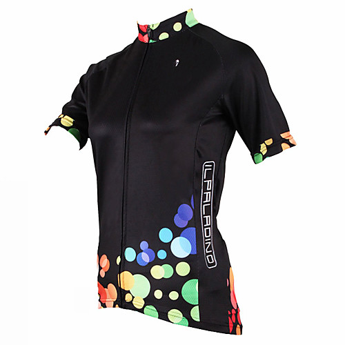 

ILPALADINO Women's Short Sleeve Cycling Jersey Polyester Black Polka Dot Plus Size Bike Jersey Top Mountain Bike MTB Road Bike Cycling Breathable Quick Dry Ultraviolet Resistant Sports Clothing