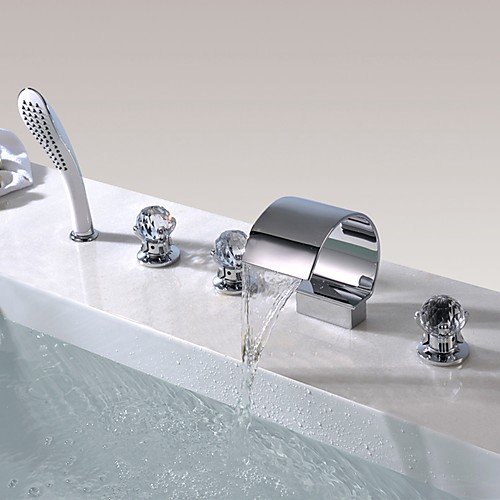 

Bathtub Faucet - Contemporary Chrome Widespread Brass Valve Bath Shower Mixer Taps