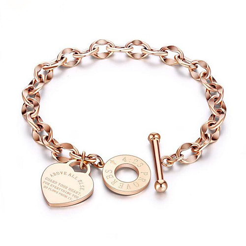 

Women's Chain Bracelet Hollow Out Happy Prayer Stylish Titanium Steel Bracelet Jewelry Gold / Silver For Gift Daily