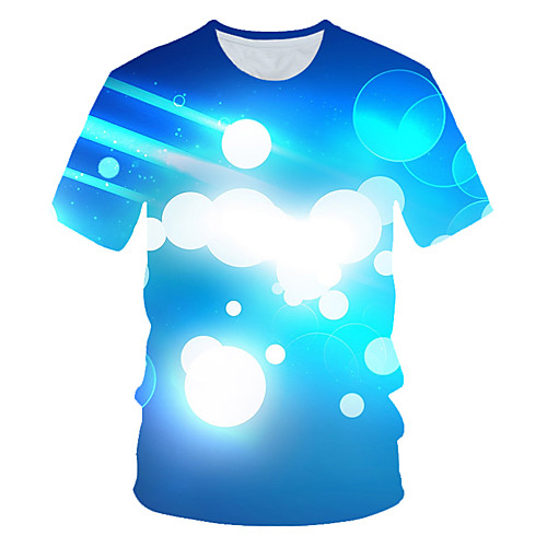 

Men's T shirt Graphic Color Block 3D Print Short Sleeve Daily Wear Tops Streetwear Exaggerated Blue