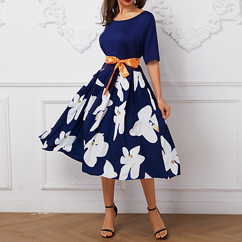 

Women's Red Blue Dress A Line S M