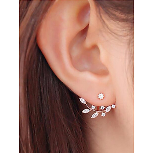 

Women's AAA Cubic Zirconia Earrings Jacket Earrings Magic Back Earring Marquise Cut Floral Theme Luxury Fashion Elegant Imitation Diamond Earrings Jewelry White and Sliver / Golden / Rose Gold For