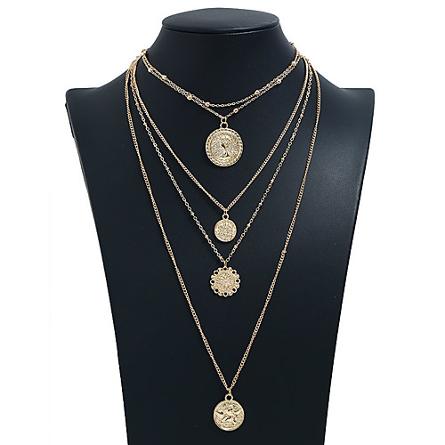 

Women's Pendant Necklace Layered Necklace Layered Simple European Trendy Fashion Chrome Gold Silver 30 cm Necklace Jewelry 1pc For Daily Prom Street Holiday Work