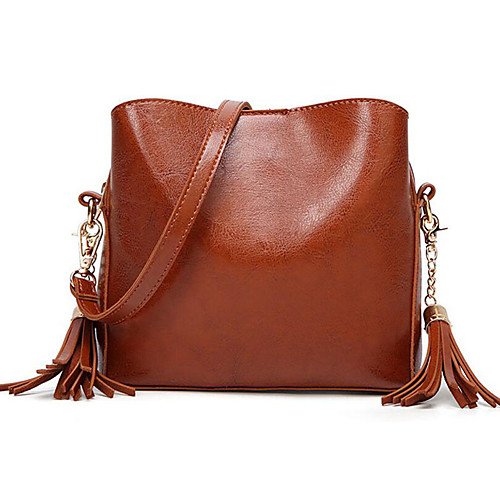

Women's Tassel Polyester / PU Crossbody Bag Solid Color Black / Brown / Wine