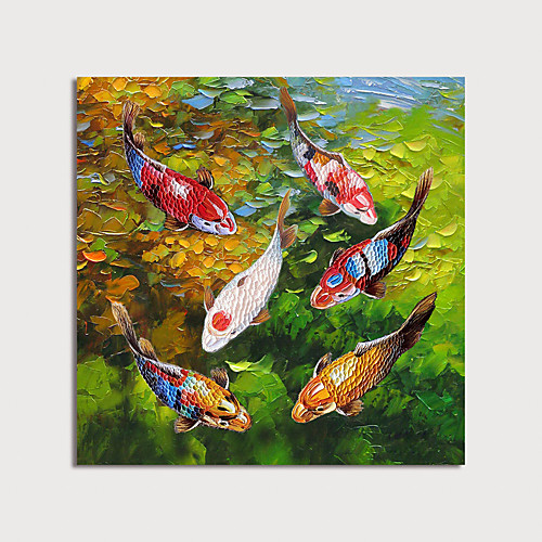 

Oil Painting Hand Painted Square Landscape Animals Modern Stretched Canvas