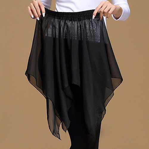 

Latin Dance Skirts Draping Cascading Ruffles Split Joint Women's Training Performance Dropped Chiffon