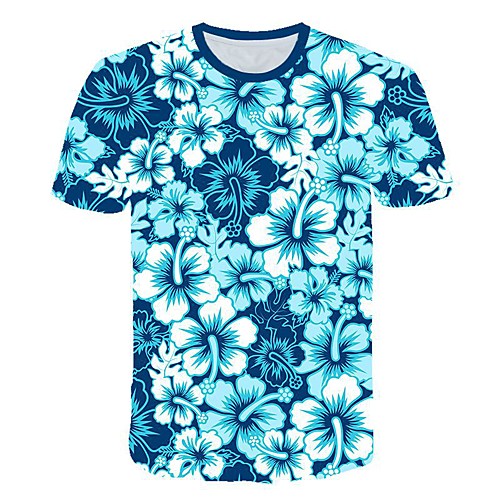 

Men's 3D Graphic T-shirt Daily Round Neck Blue / Short Sleeve