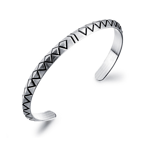 

Men's Cuff Bracelet Retro U Shape Statement Stylish Punk Trendy Rock Titanium Steel Bracelet Jewelry Black / Silver For Party Gift Daily Carnival Club