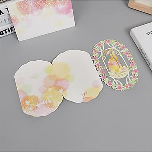 

Tri-Fold Wedding Invitations 10pcs - Invitation Cards Monogram Pure Paper 5×7 ¼ (12.718.4cm) Scattered Bead Floral Motif Style