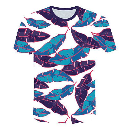 

Men's T shirt 3D Print Short Sleeve Daily Tops Blue