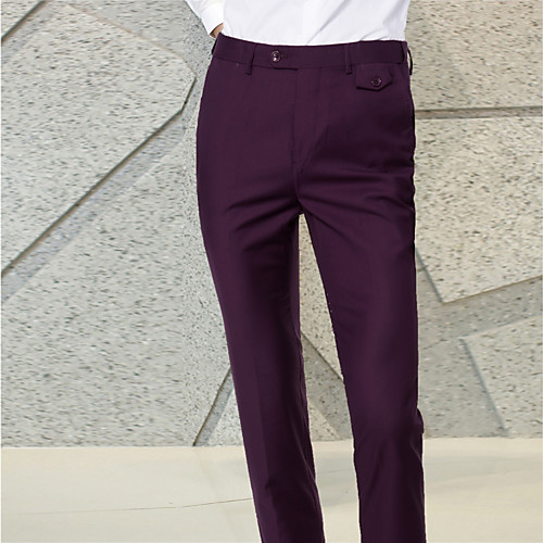 

Men's Basic Dress Pants Chinos Pants - Solid Colored Wine Black Purple M / L / XL