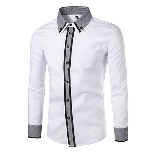 

Men's Solid Colored Shirt Basic Daily V Neck White / Black