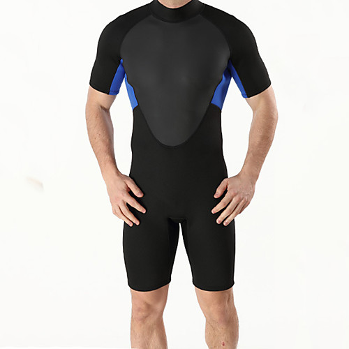 

Men's Shorty Wetsuit 3mm CR Neoprene Diving Suit Half Sleeve Back Zip Patchwork Autumn / Fall Spring Summer / Winter / High Elasticity