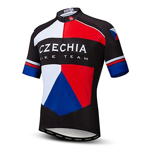 

21Grams Czechia National Flag Men's Short Sleeve Cycling Jersey - Red / White Bike Top UV Resistant Breathable Quick Dry Sports Terylene Mountain Bike MTB Road Bike Cycling Clothing Apparel