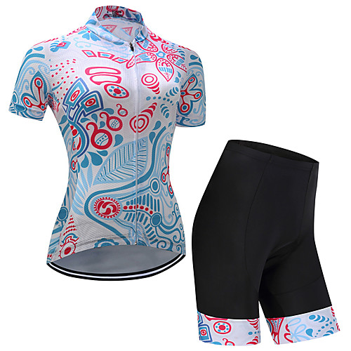 

Men's Women's Short Sleeve Cycling Jersey with Shorts Sky Blue Floral Botanical Bike Clothing Suit Quick Dry Sports Floral Botanical Mountain Bike MTB Road Bike Cycling Clothing Apparel / Stretchy