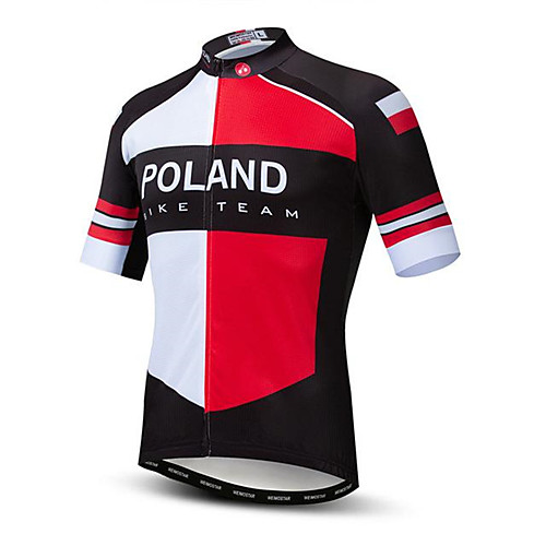 

21Grams Poland National Flag Men's Short Sleeve Cycling Jersey - Red / White Bike Top UV Resistant Breathable Quick Dry Sports Terylene Mountain Bike MTB Road Bike Cycling Clothing Apparel / Race Fit