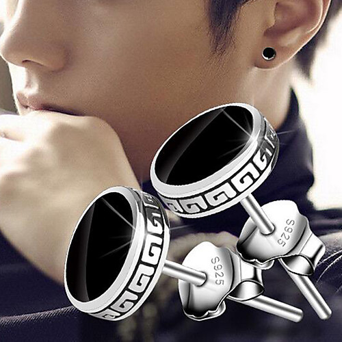 

Men's Stud Earrings Magic Back Earring Vintage Style Vintage Rock Silver Plated Earrings Jewelry Black For Daily Street 1 Pair