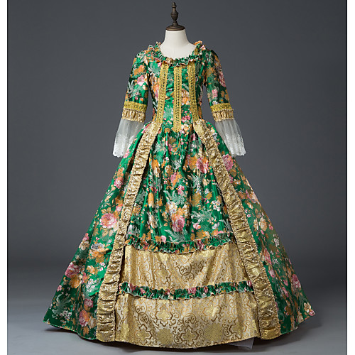 

Princess Maria Antonietta Floral Style Rococo Victorian Renaissance Dress Party Costume Masquerade Women's Lace Costume Green Vintage Cosplay Christmas Halloween Party / Evening 3/4 Length Sleeve