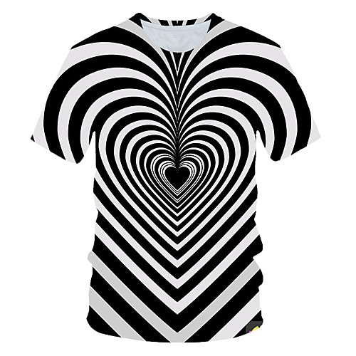 

Men's T shirt Color Block 3D Print Short Sleeve Daily Wear Tops Streetwear Exaggerated White