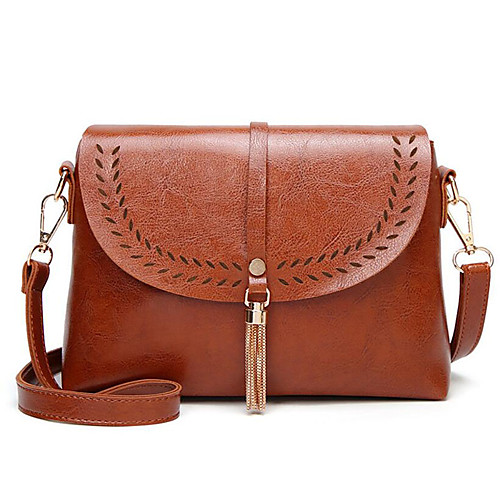 

Women's Tassel / Hollow-out Polyester / PU Crossbody Bag 2020 Solid Color Wine / Black / Red