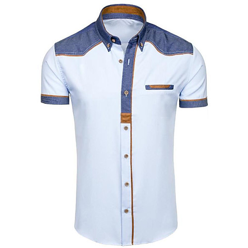 

Men's Solid Colored Shirt Basic Daily Classic Collar White / Black / Light Blue / Short Sleeve