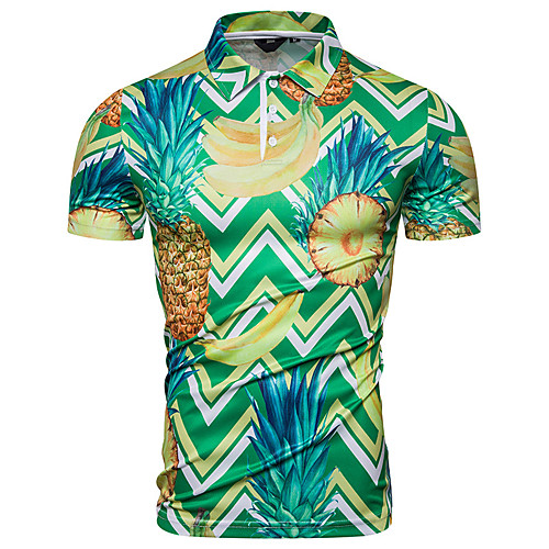 

Men's Graphic Fruit Print Polo Basic Elegant Daily Going out Blue / Green / Short Sleeve