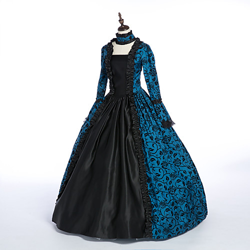 

Princess Maria Antonietta Floral Style Rococo Victorian Renaissance Vacation Dress Dress Party Costume Masquerade Women's Lace Costume Blue Vintage Cosplay Christmas Halloween Party / Evening 3/4