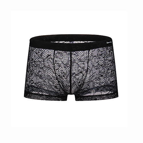 

Men's Lace Boxers Underwear / Boxer Briefs - Asian Size 1 Piece Low Waist Black Light Blue White M L XL