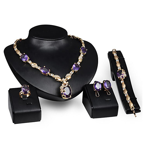 

Women's Cubic Zirconia Jewelry Set Classic Flower Punk Gold Plated Earrings Jewelry Gold For Anniversary Party Evening Festival 1 set