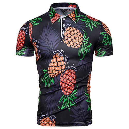 

Men's Graphic Fruit Print Polo Basic Elegant Daily Going out Black / Short Sleeve