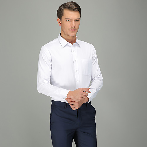 

Men's Shirt Solid Colored Long Sleeve Daily Wear Tops Cotton Business White