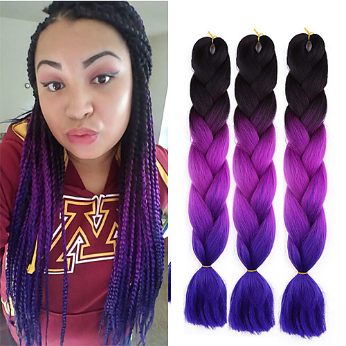 

Crochet Hair Braids Jumbo Box Braids Natural Color Synthetic Hair 24 inch Braiding Hair 3 Pieces Heat Resistant