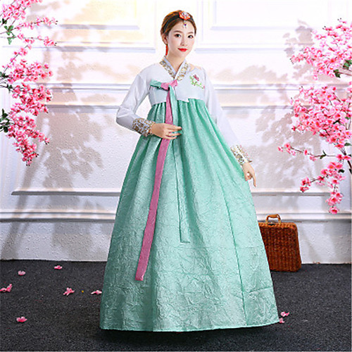 

Hanbok Girl Adults' Women's Asian Traditional Korean Jeogori Hanbok Magoja For Performance Engagement Party Bridal Shower Cotton Long Length Skirt
