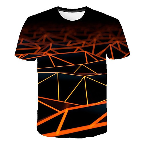 

Men's T shirt 3D Print Short Sleeve Daily Tops Black