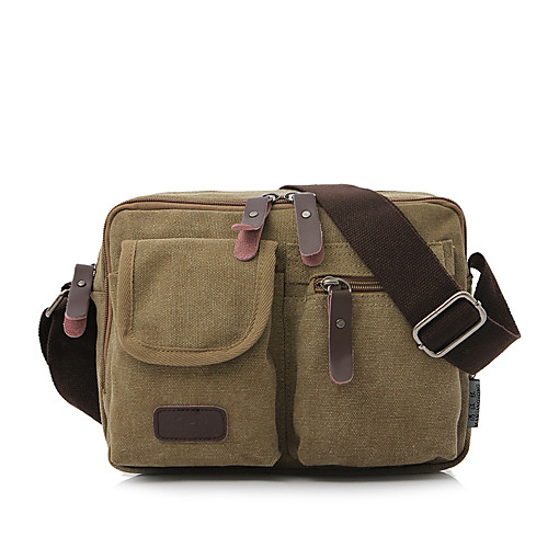 

Men's / Unisex Zipper Canvas Crossbody Bag Solid Color Khaki / Black / Military Green / Fall & Winter